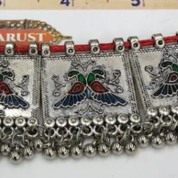 Antique Afghan Kuchi Choker Necklace, Afghan Tribal Choker Necklace, Multicolor - Picture 6 of 8